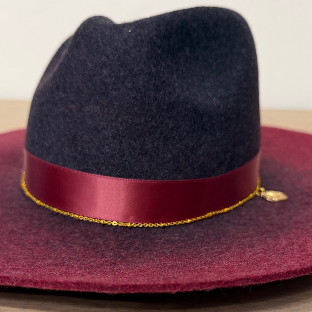 Trina Turk Burgundy and Black Wool Hat - Picture 5 of 15